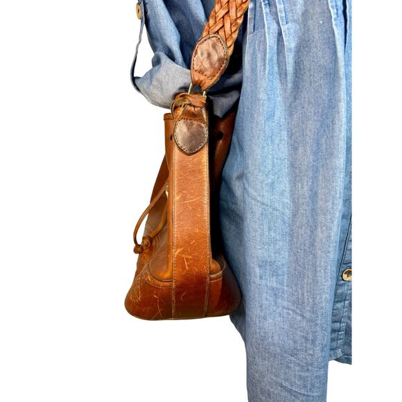 Vintage Brighton Leather Bucket Bag Western Brown - Picture 8 of 16